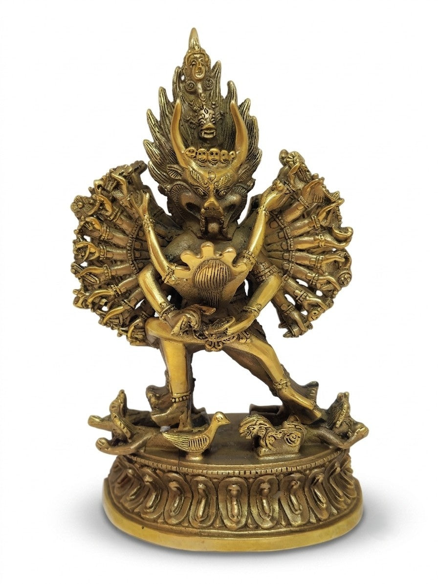 Tibetan Shinjé Shed Yab-Yum Statue, Yamantaka and Vajravārāhī in Union, 18cm