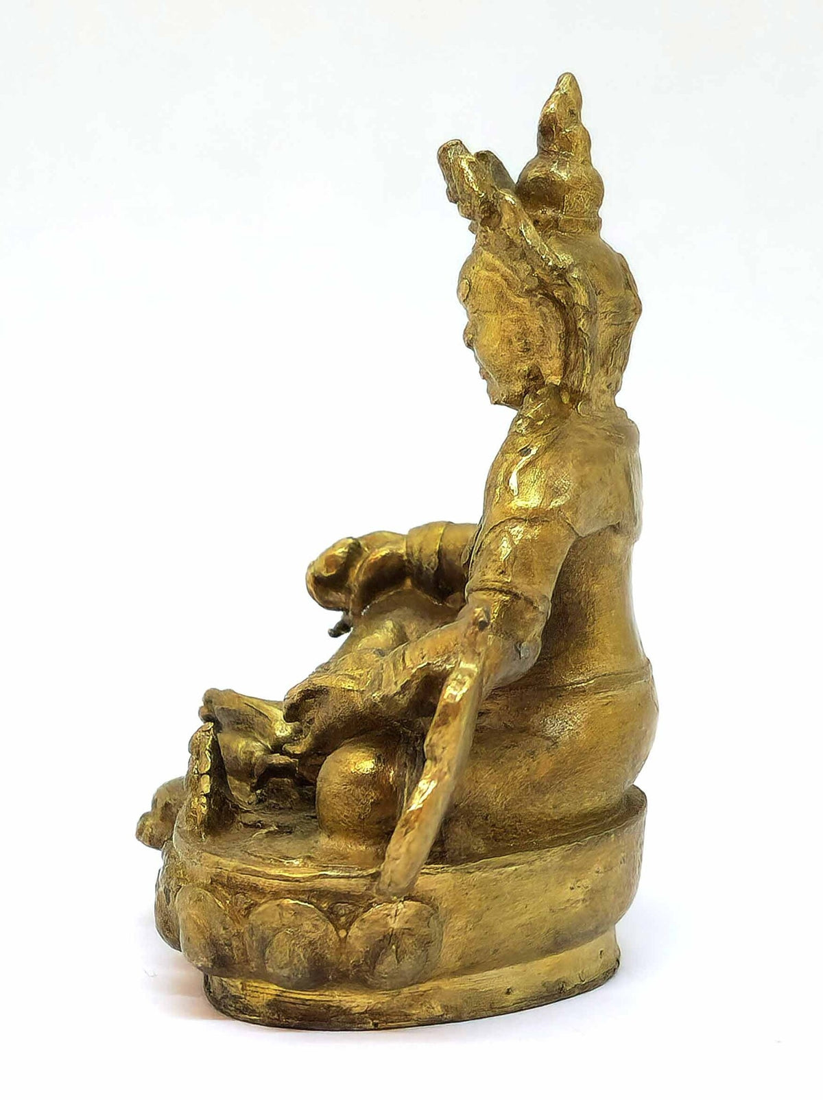 Piccola statua di tibetano Zambala in rame, simbolo di prosperità, protezione e spirituale abbondanza, 5.5cm