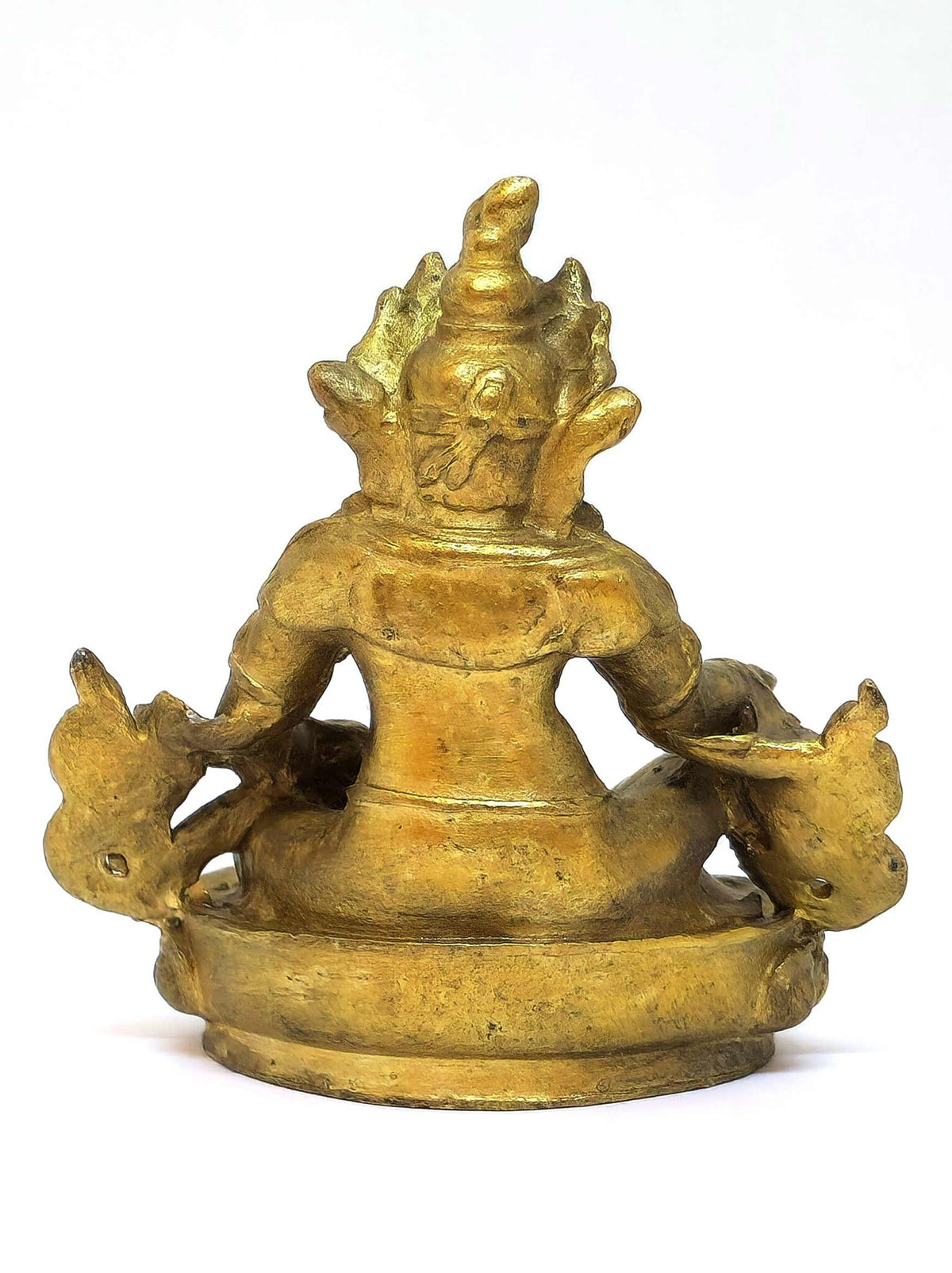 Piccola statua di tibetano Zambala in rame, simbolo di prosperità, protezione e spirituale abbondanza, 5.5cm