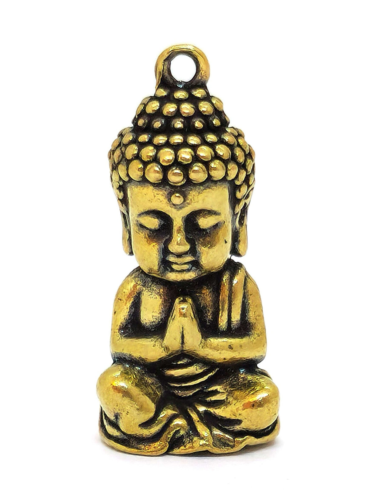 Kleine Buddha-Statue aus Messing-Kupfer-Mischung, als Amulett oder spirituelle Dekoration