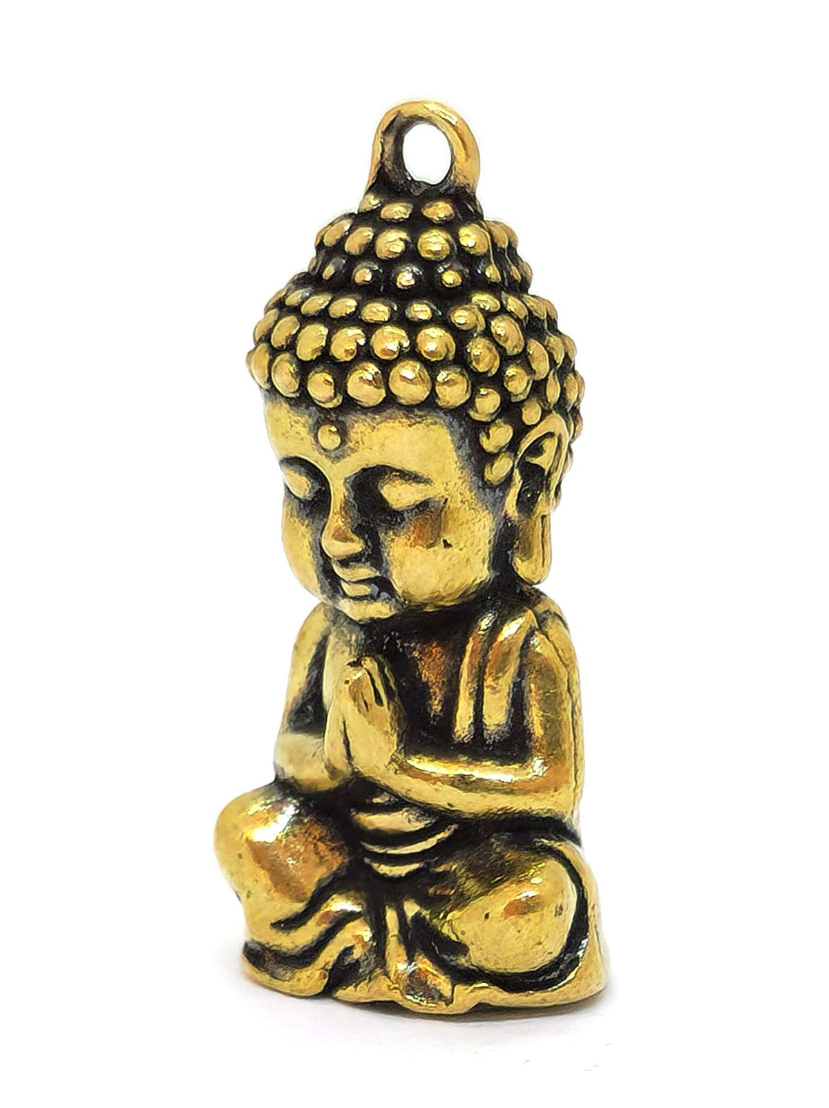 Kleine Buddha-Statue aus Messing-Kupfer-Mischung, als Amulett oder spirituelle Dekoration