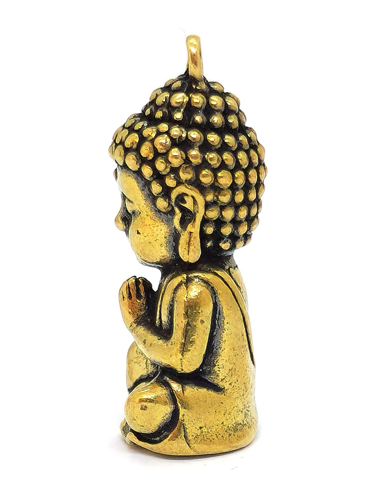 Kleine Buddha-Statue aus Messing-Kupfer-Mischung, als Amulett oder spirituelle Dekoration