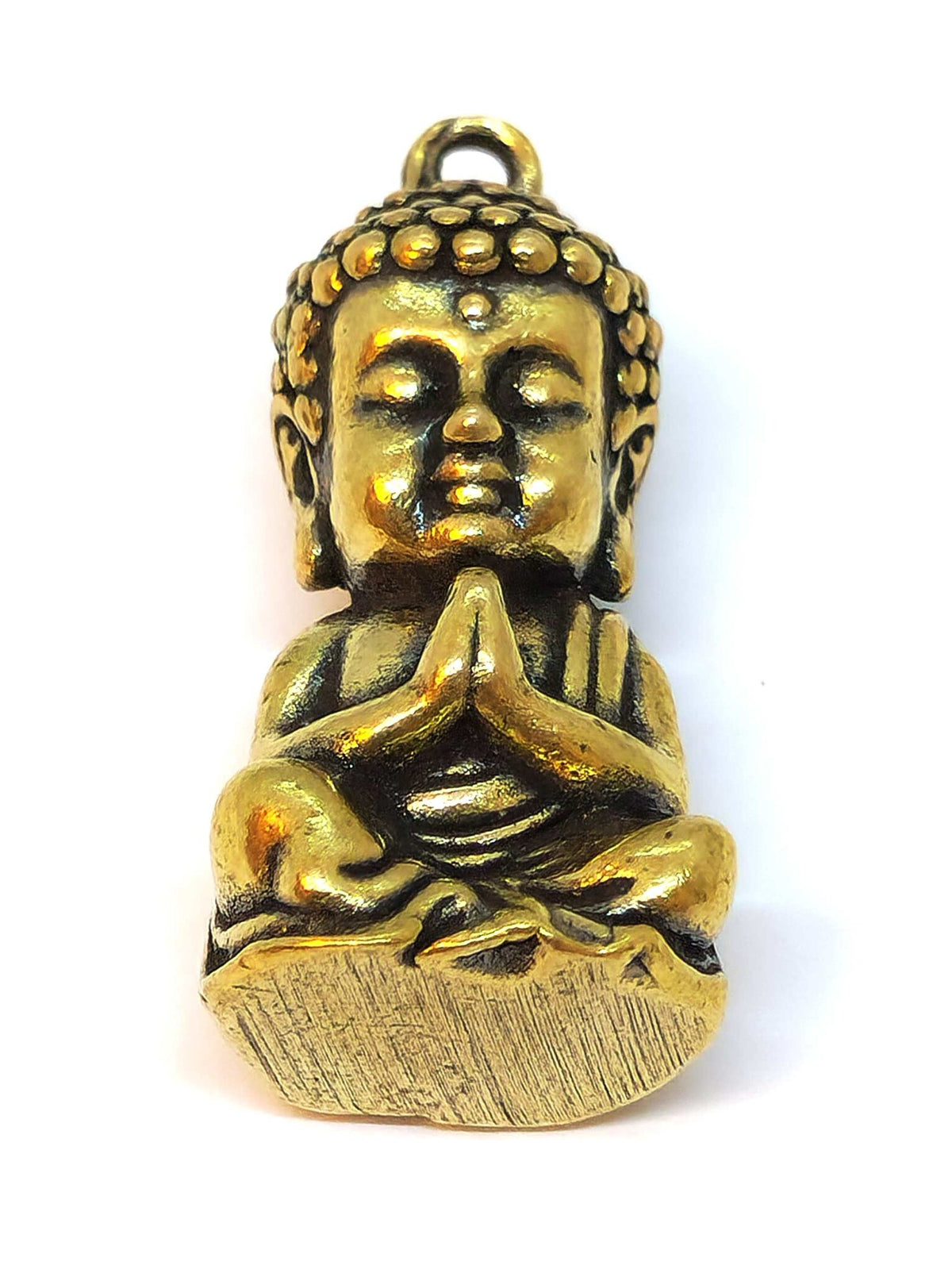 Kleine Buddha-Statue aus Messing-Kupfer-Mischung, als Amulett oder spirituelle Dekoration