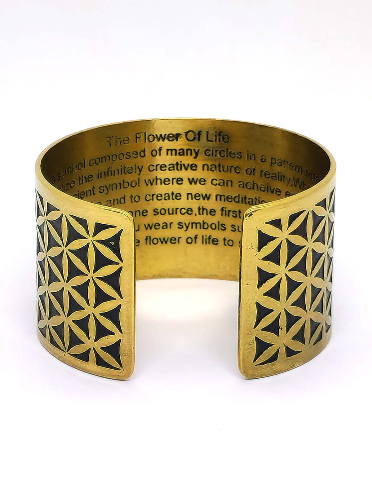 Flower of Life Brass Bangle