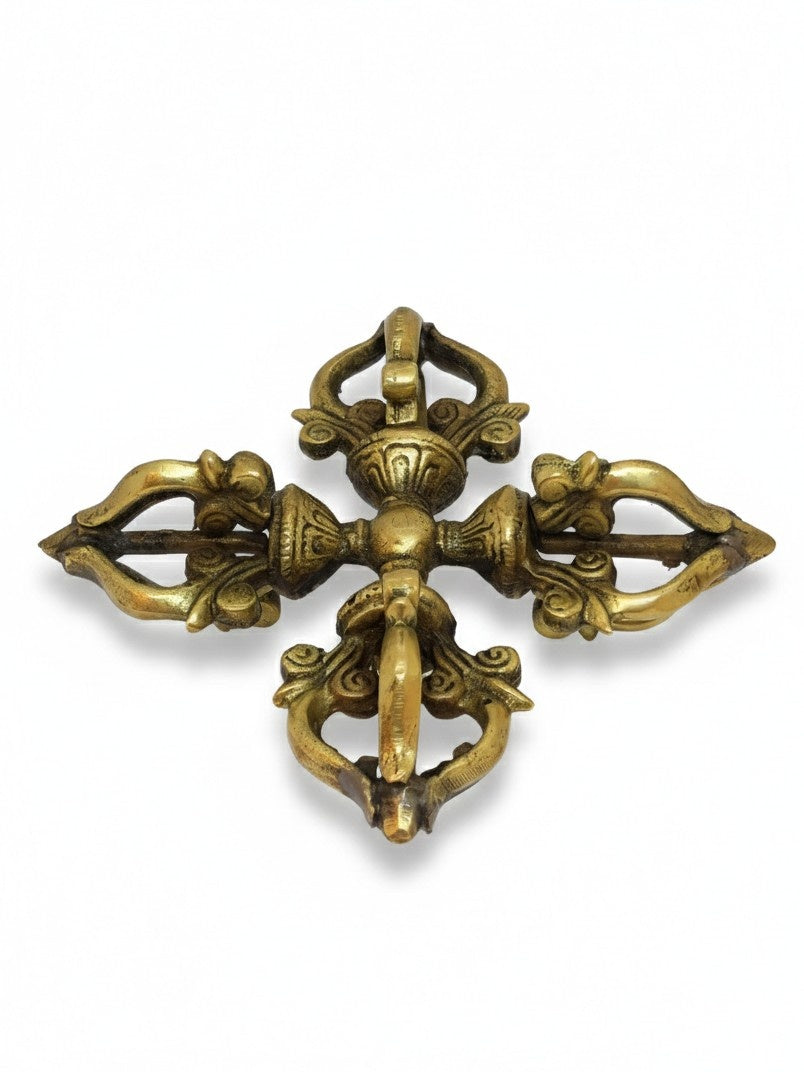 Tibetan Double Dorje Visvavajra Brass, 5 Prongs