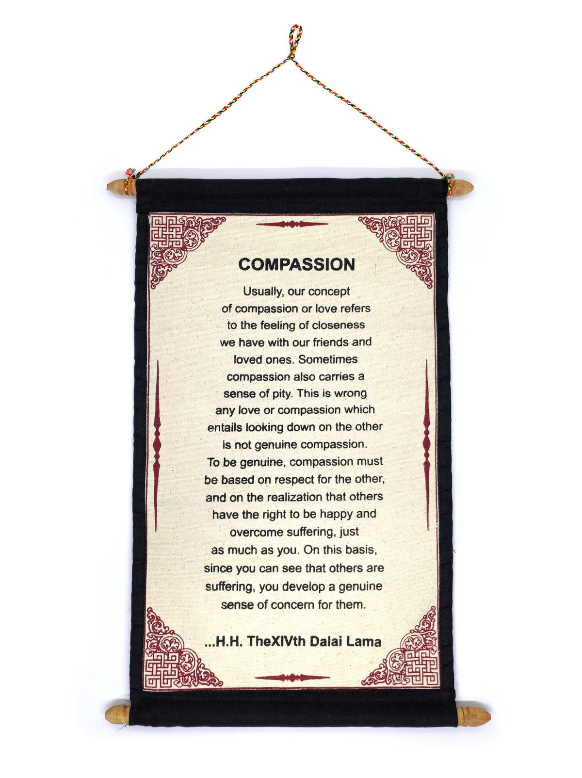 Tibetischer mini Wandbehang, Dalai Lama Zitat "COMPASSION"