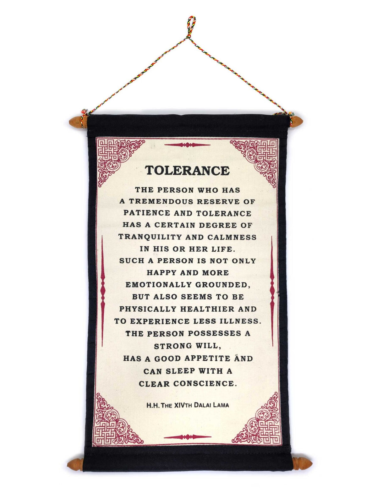 Tibetischer mini Wandbehang, Dalai Lama Zitat "TOLERANCE"