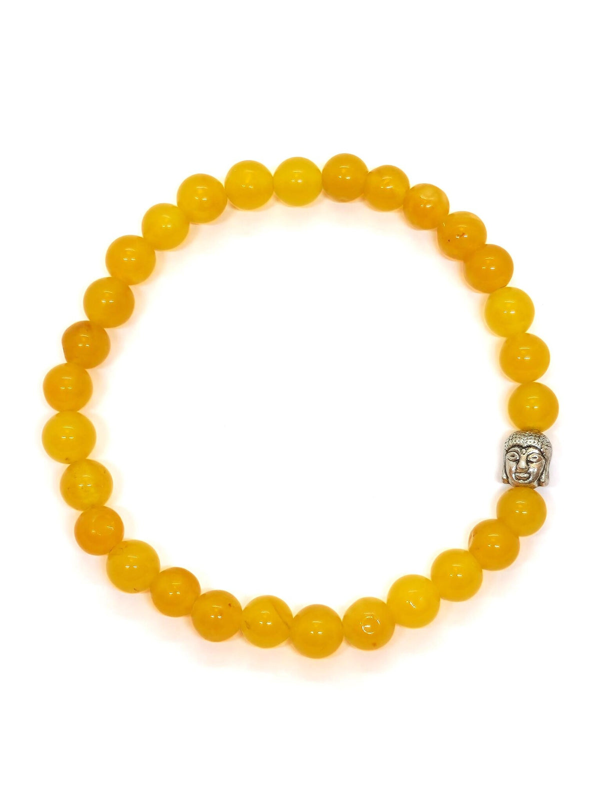 Handcrafted Honey Calcite Bead Bracelet with Buddha Charm