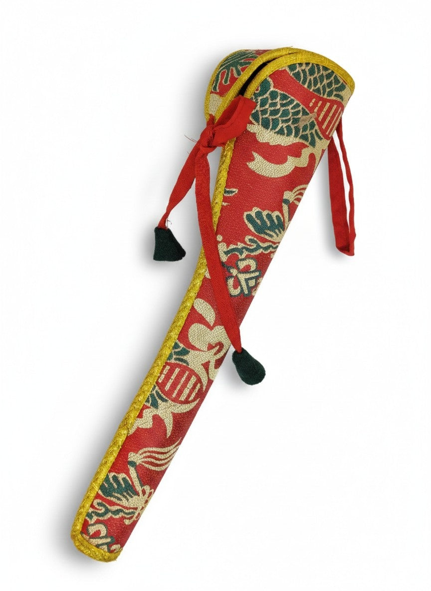 Kangling corno rituale tibetano in resina con astuccio in broccato