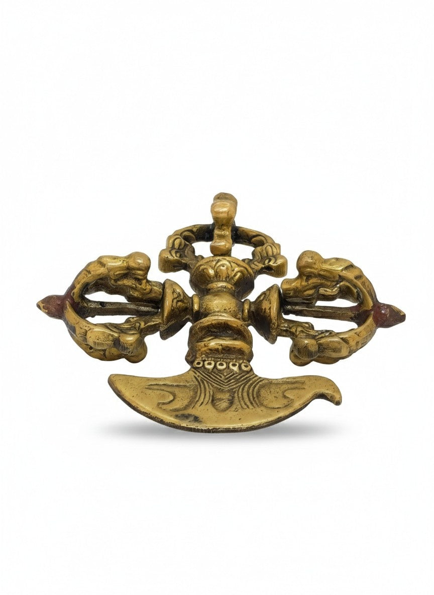 Tibetan Kartika Ritual Knife Double Dorje Brass
