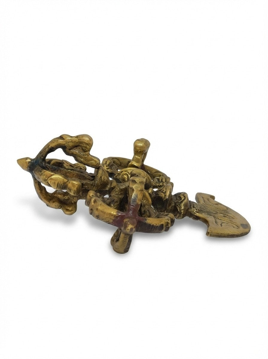 Tibetan Kartika Ritual Knife Double Dorje Brass