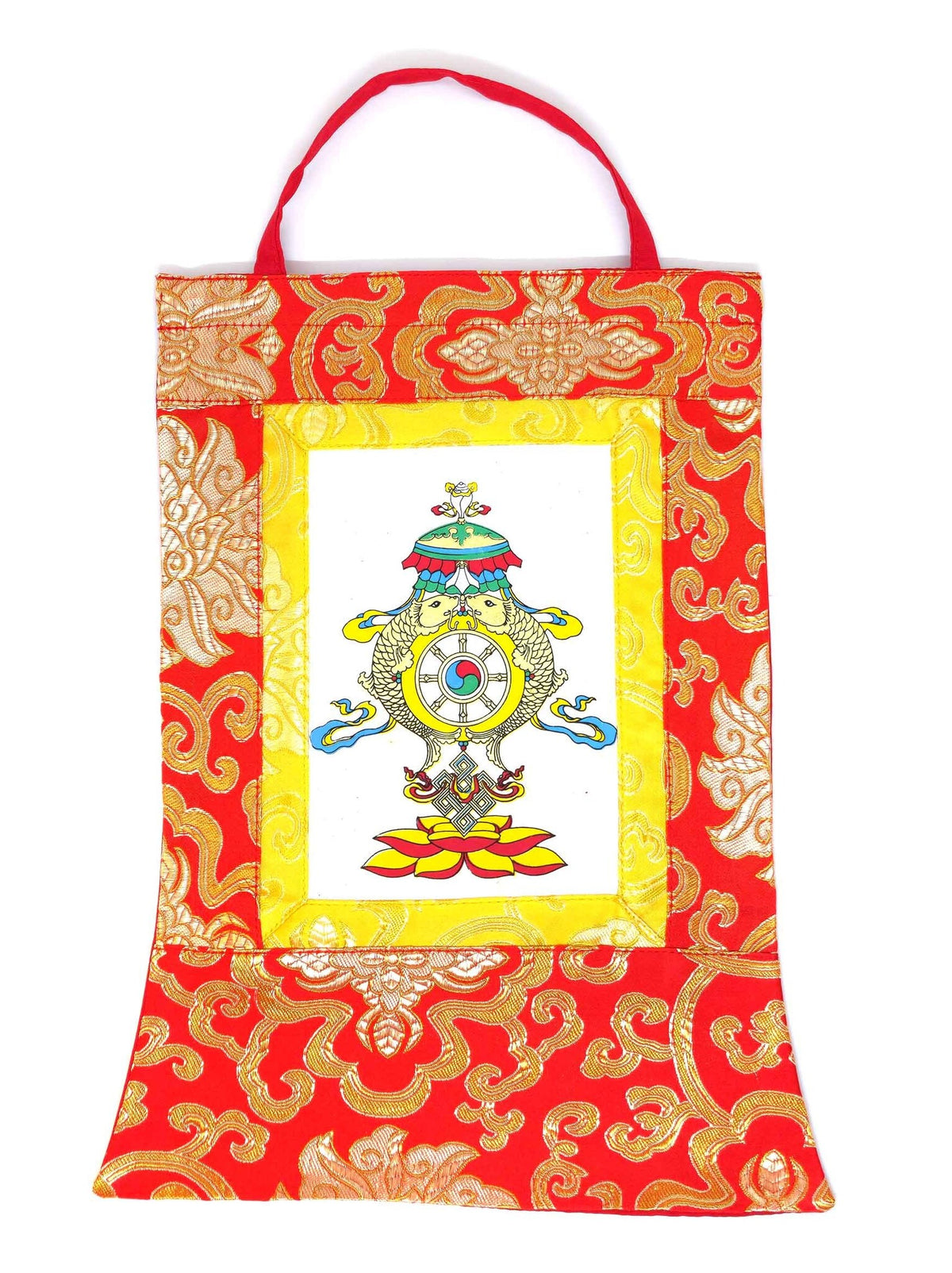 Tibetisches Thangka "8 Glückssymbole", mini