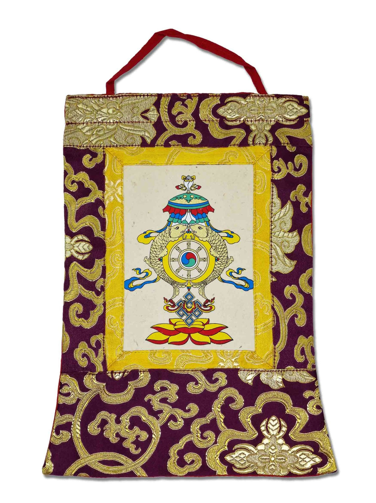 Tibetisches Thangka "8 Glückssymbole", mini