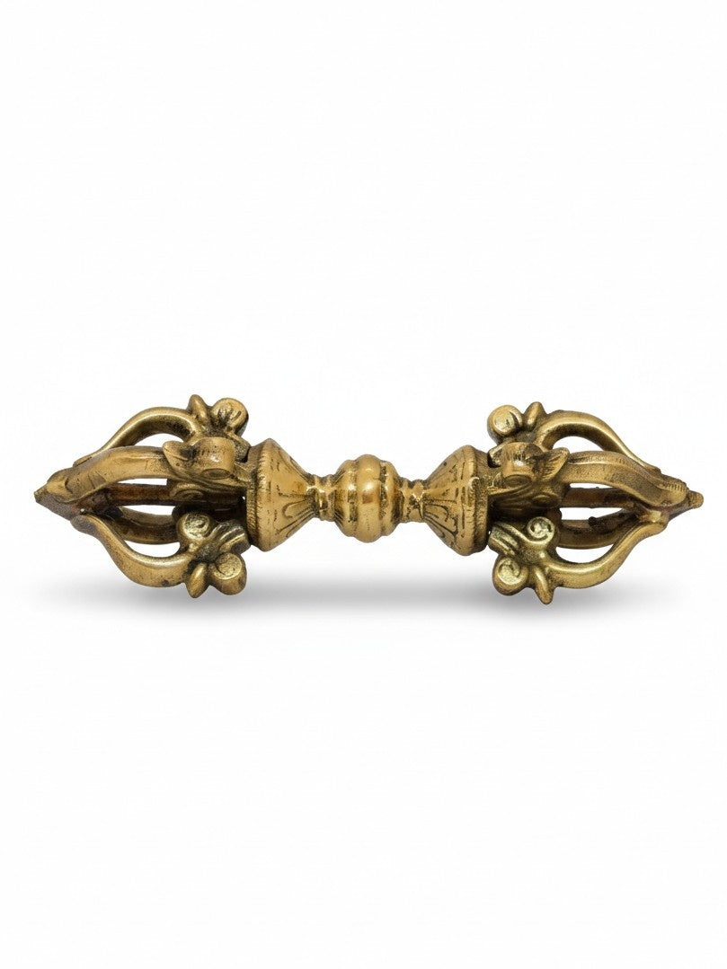 Traditional Tibetan Flower Brass Vajra Dorje 5 Prongs