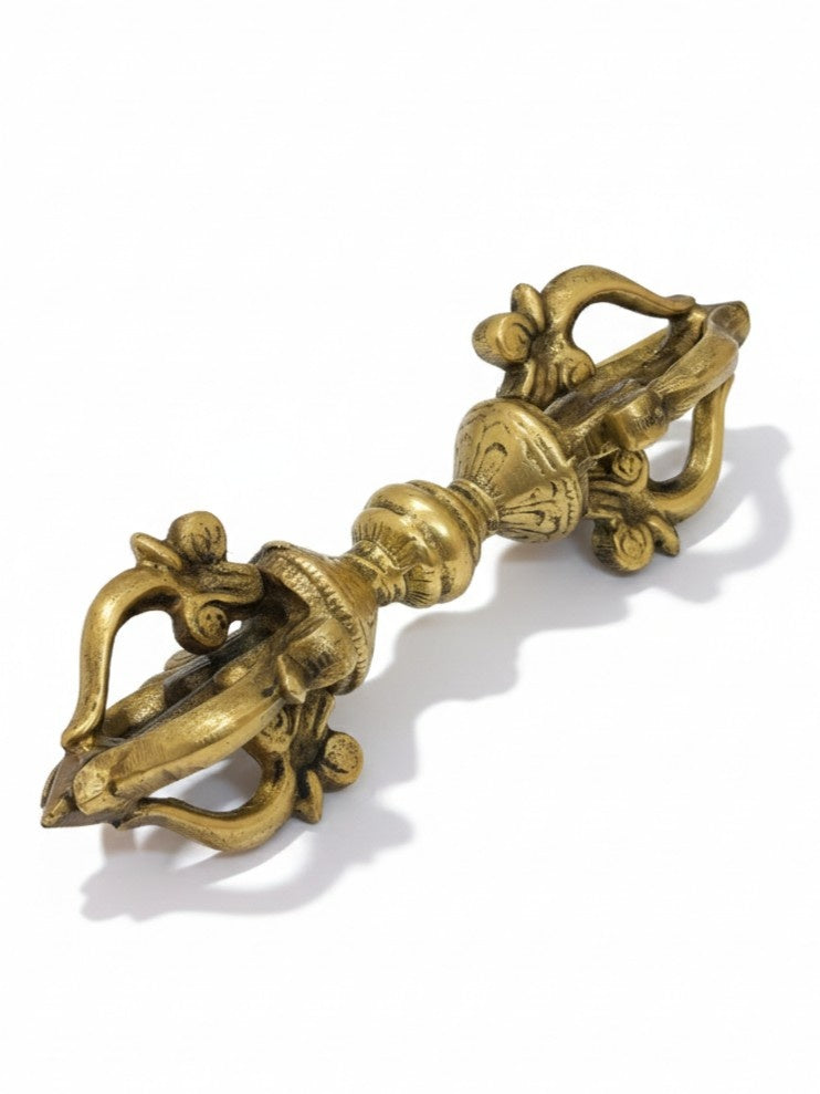 Traditional Tibetan Flower Brass Vajra Dorje 5 Prongs