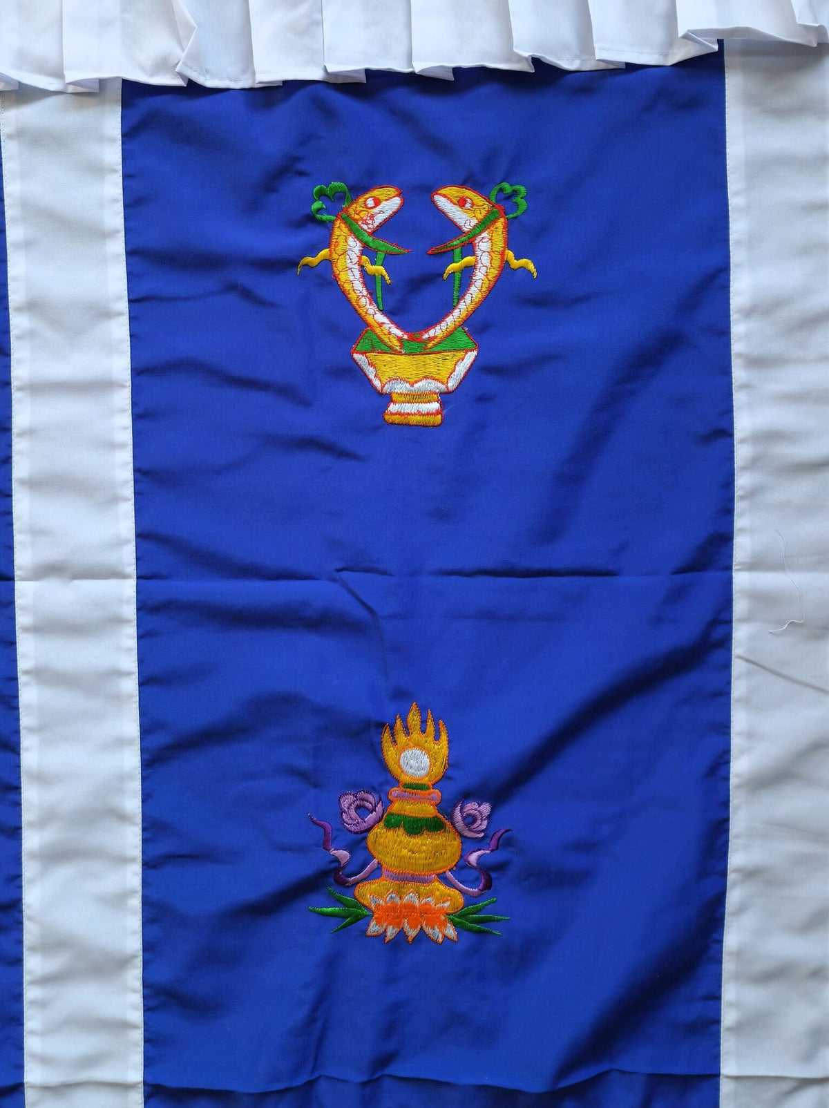 Tibetan Door Curtain 8 Auspicious Signs, blue