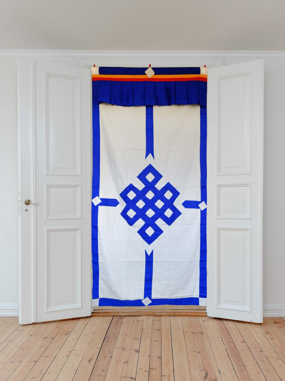 Tibetan Door Curtain Endless Knot, blue