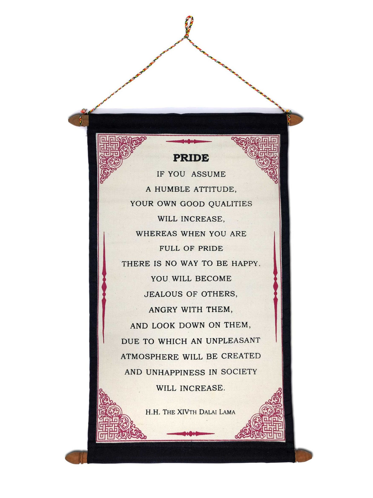 Tibetischer mini Wandbehang, Dalai Lama Zitat "PRIDE"