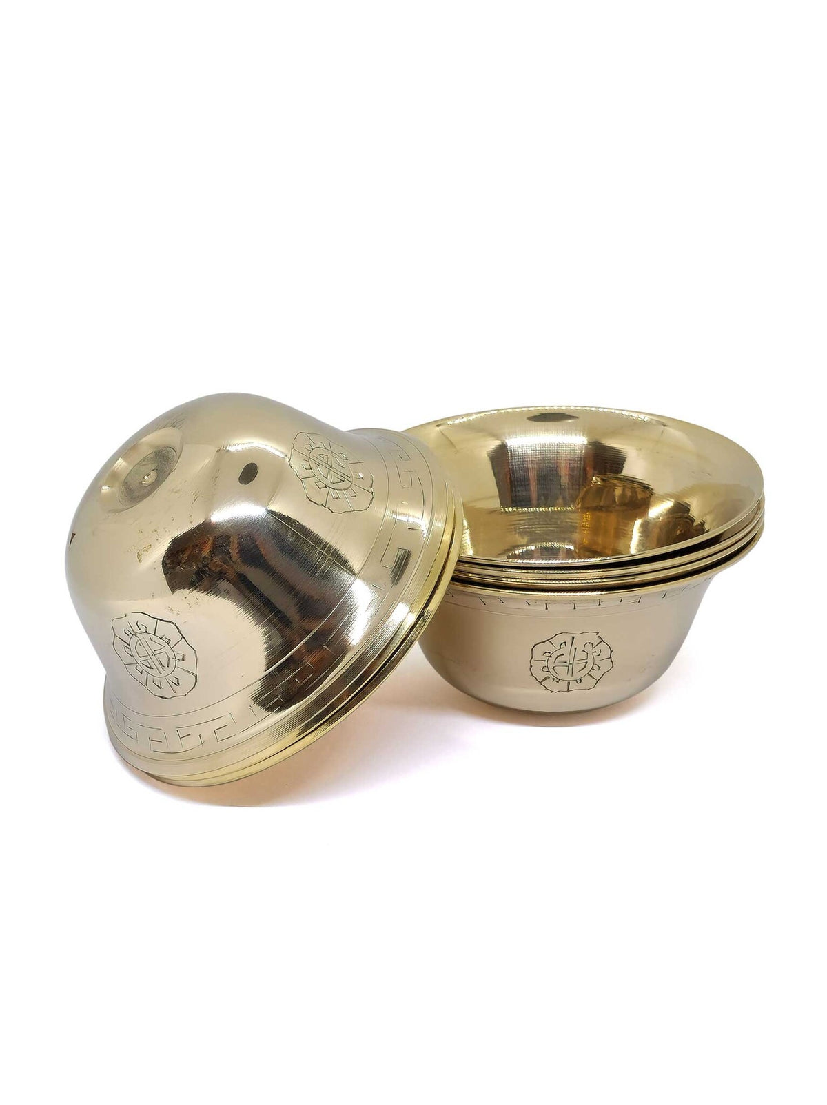 Coppa per l'acqua tibetana per offerte con incisione (7er set)