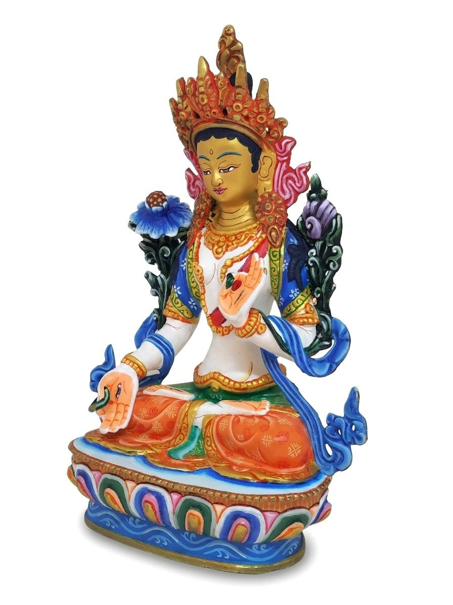 White Tara Statue, Hand-Painted